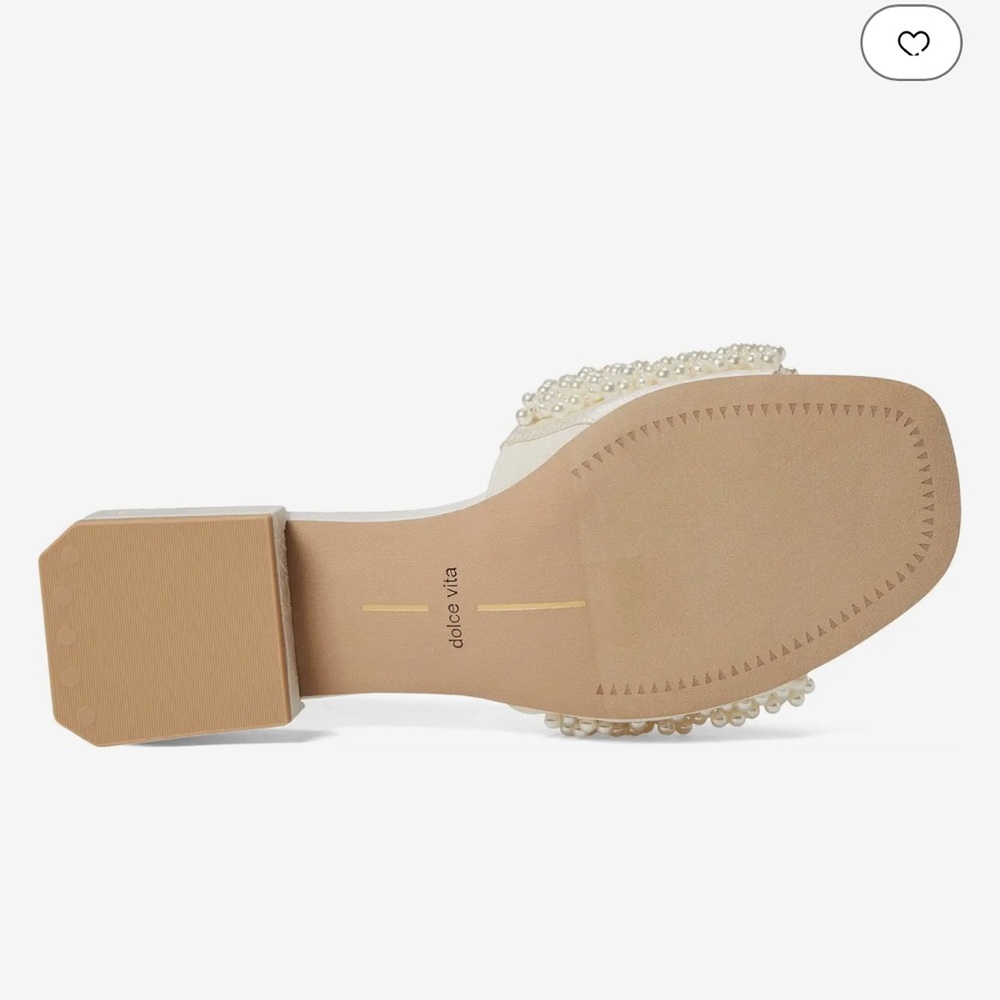 Dolce Vita Pearl-Beaded Cream Slide Sandals - Picture 6 of 7